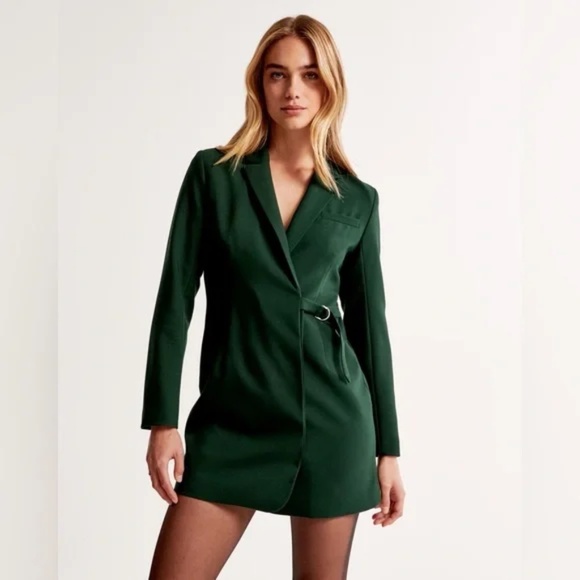 Abercrombie & Fitch Green Side Belt Blazer Dress - Picture 2 of 6